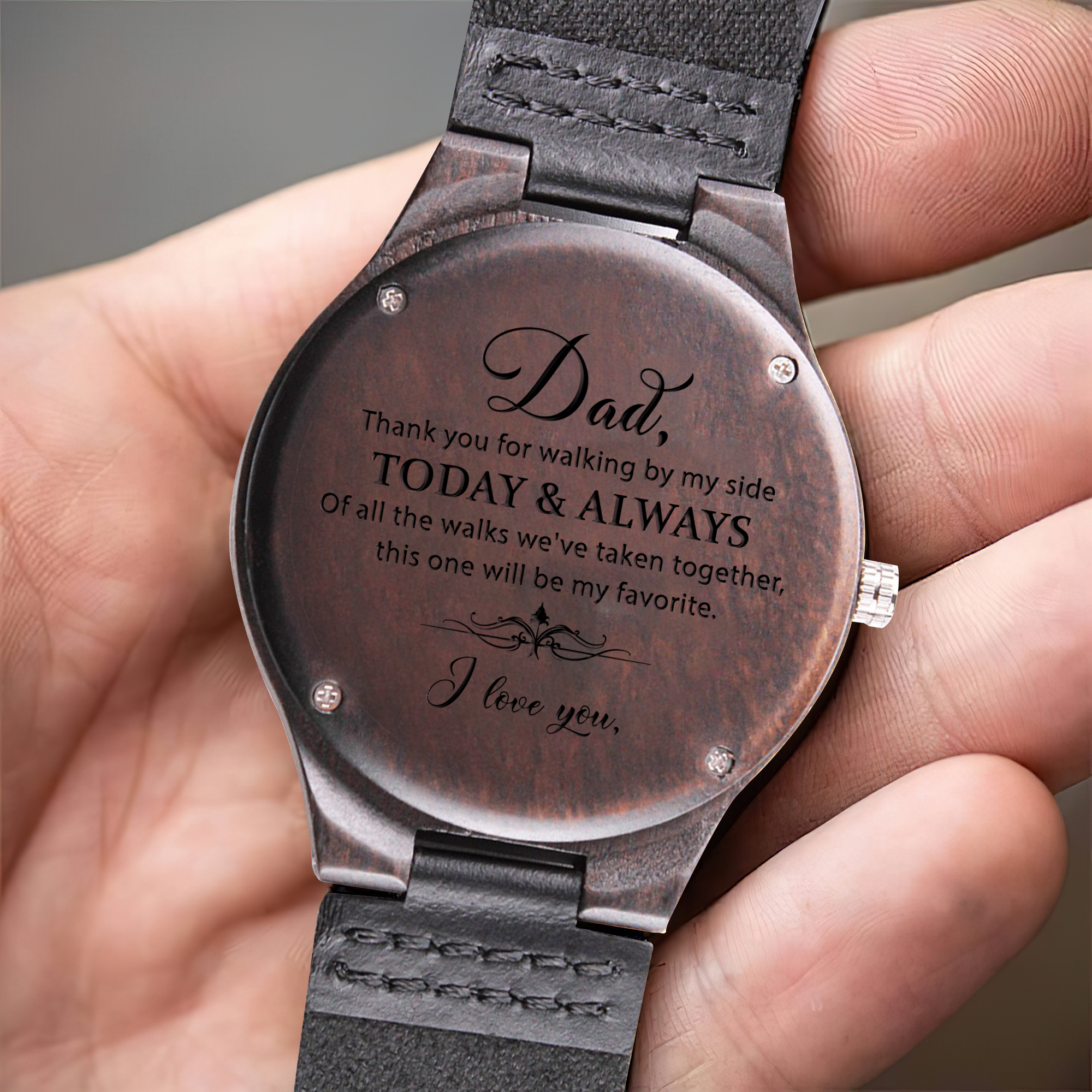 High-Quality Wood Watch Gift for Dad- Thank you for walking by my side